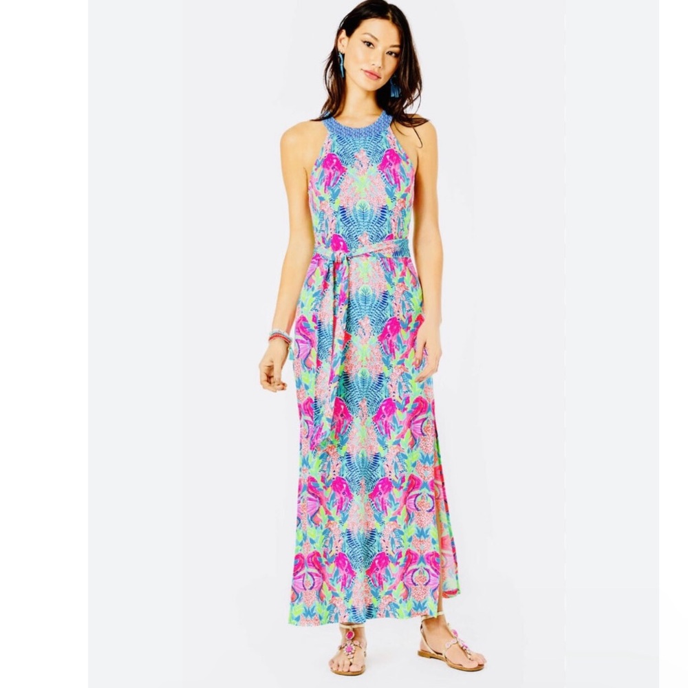Lilly Pulitzer Monterrey Maxi Knit Dress Multi Reeflections Tropical Blue/Pink M - Picture 5 of 14